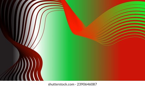 abstract tech wavy lines gradient background black red white green 