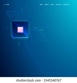 Abstract tech web site. Trendy HUD  background, colorful. Futuristic wallpaper for landing page, banner, poster, cover, presentation or web. 