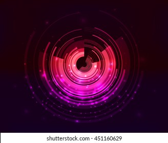 Abstract technical background with circles, sparkles and stripes. Vector background for the design of interfaces, covers, presentations and your design