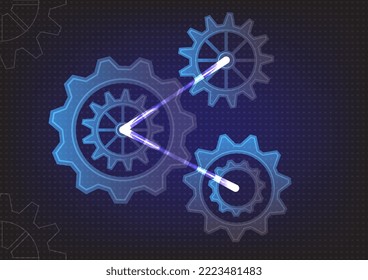Abstract technical background. Cogs and gear wheel mechanisms. Hi-tech digital technology and engineering. 