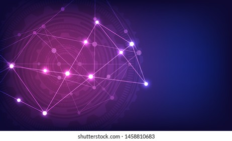 Abstract technical background with connecting dots and lines. Digital technology background and global network connection