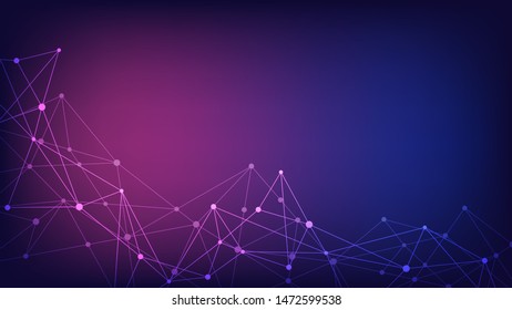 Abstract technical background with connecting dots and lines. Digital technology background and global network connection