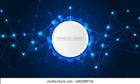 Abstract technical background with connecting dots and lines. Digital technology background and global network connection