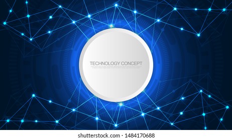 Abstract technical background with connecting dots and lines. Digital technology background and global network connection