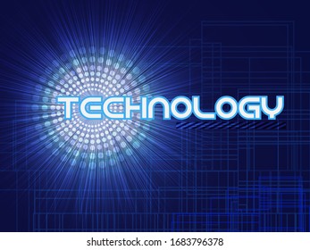 Abstract technical background with the inscription technology. Vector illustration