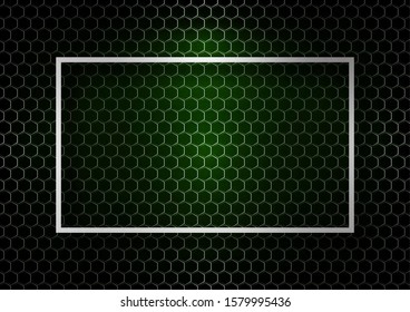Abstract technical background metal grid of hexagons, color backlight. Place for text. Design template for business. Vector illustration