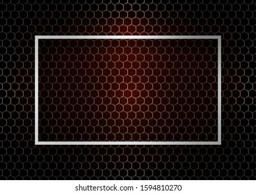 Abstract technical background metal grid of hexagons, color backlight. Place for text. Design template for business. Vector illustration