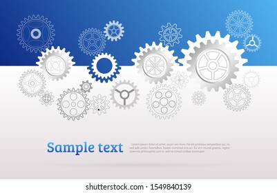 Abstract technical background wtih cogs and gear wheel mechanisms. Machine technology. Vector illustration