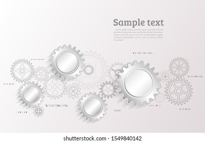 Abstract technical background wtih cogs and gear wheel mechanisms. Communication and engineering concept. Vector illustration