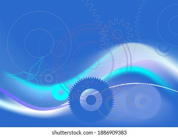 Abstrakter technischer blauer Hintergrund. Zahnrad 