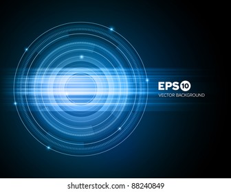 Arrière-plan technique bleu anneau abstrait avec effet de lumière