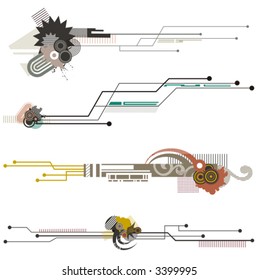 Abstract technical design elements with circuit details. Check my portfolio for much more of this series as well as thousands of other great vector items.