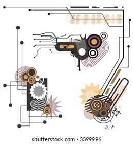 Abstract technical design elements with circuit details. Check my portfolio for much more of this series as well as thousands of other great vector items.