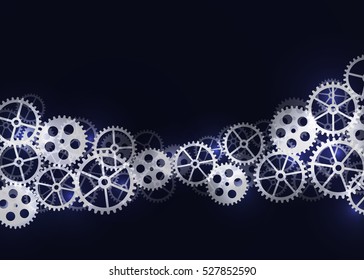 Abstract technical gears background. Future, gear, wheel, metal. Cogwheel design mechanism background Vector illustration