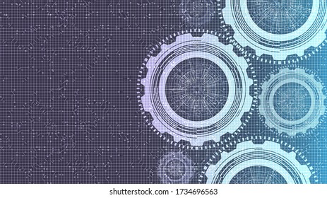 Abstract Technical Gears wheel and Cock on Technology Background,free space for text input,vector