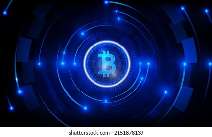 Abstract Technical graph of Bitcoin in futuristic Light out technology background Hitech communication concept innovation background,  vector design