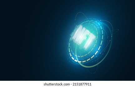 Abstract Technical graph of NFT Bitcoin in futuristic Light out technology background Hitech communication concept innovation background,  vector design