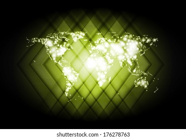 Abstract technical world map shiny design