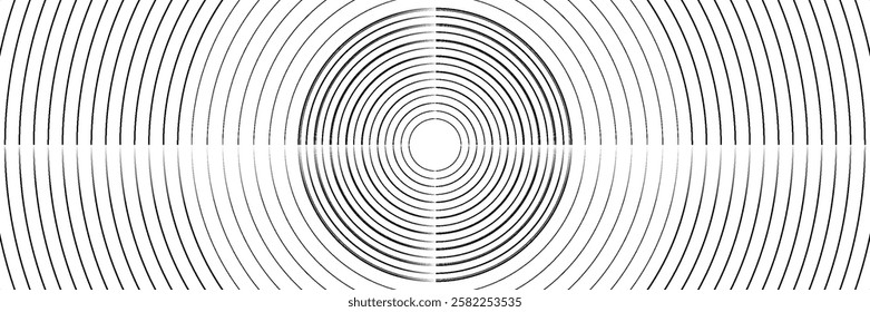 Abstract techno background of 3D black lines overlapping on white space layer with circle effect decoration