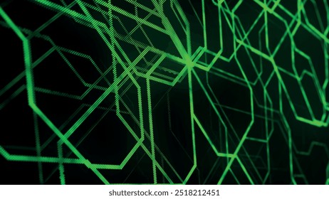 Abstract techno background. 3d technological composition. Information technology concept. Digital cyberspace with particles. 3d vector illustration.