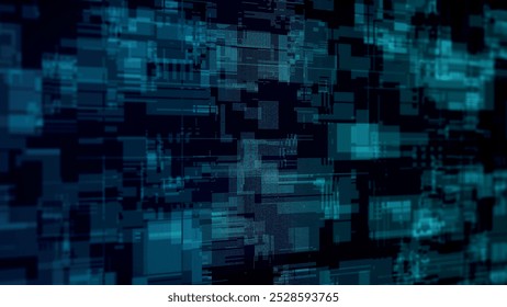 Abstract techno background. 3d technological composition. Information technology concept. Digital cyberspace with particles. 3d vector illustration.