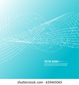 Abstract techno background with atom, molecule in waves. 