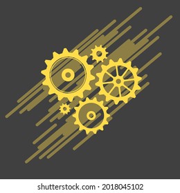 Resumen del fondo técnico con ruedas de engranajes de color. Vector plano de icono de engranajes. Logo del engranaje.