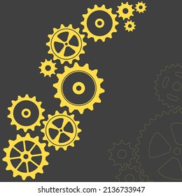 Abstract techno background with  gear wheels. Vector illustration of gear mechanism.