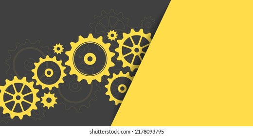 Abstract techno background with  gear wheels. Vector illustration of gear mechanism.