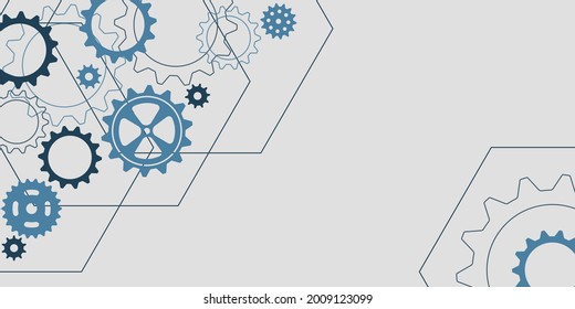 Abstract techno background with gears and geometric elements. Vector illustration of gear mechanism.