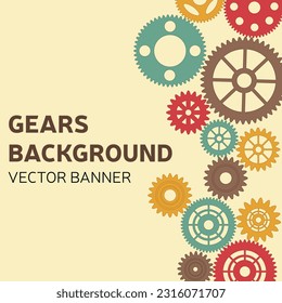 Abstract techno background with gears and geometric elements. Vector illustration of gear mechanism.