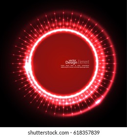 Abstract techno background with spirals and rays with glowing particles. 