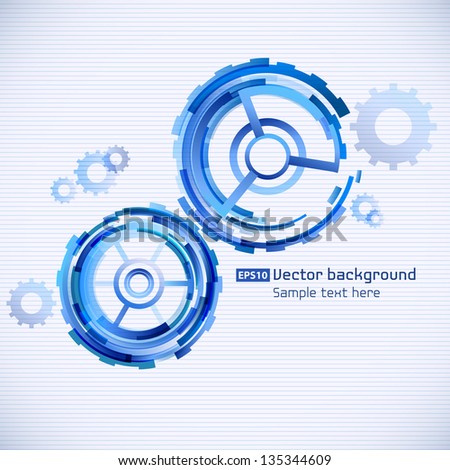Abstract techno background: two spinning gear