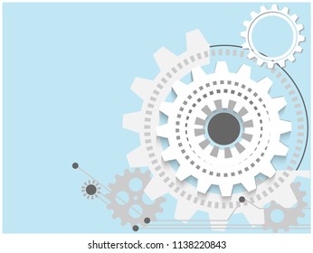 Fondo técnico abstracto con ruedas de engranajes blancos. Espacio para texto. Concepto industrial de mecanismo moderno vectorial. Fondo de los engranajes tecnológicos. Ilustración del vector 