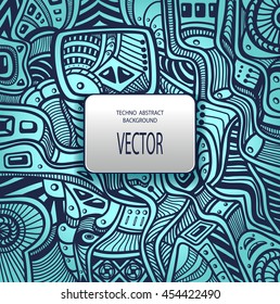 Abstract techno background with Zen doodle texture in blue silver colors for advertising  new technology or repairs or for banners or for creative pattern for men perfume