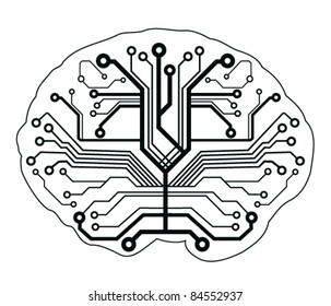 abstract techno brain