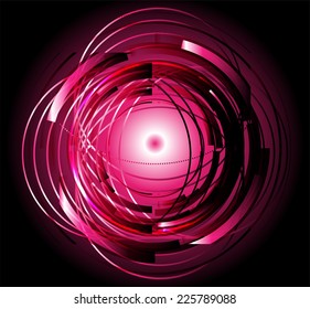 Abstract Techno Circle black pink background. Vector Eps 10