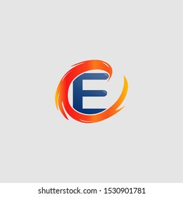 Abstract Techno Circle Fire Letter E logo icon design concept for technology business or more brand identity.