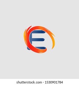 Abstract Techno Circle Fire Letter E logo icon design concept for technology business or more brand identity.