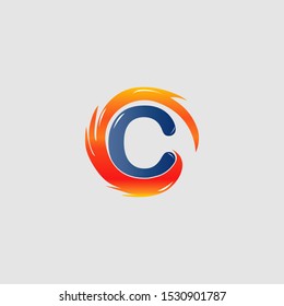 Abstract Techno Circle Fire Letter C logo icon design concept for technology business or more brand identity.