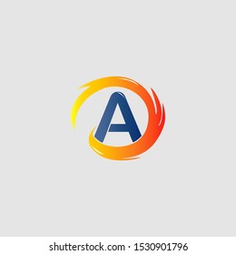 Abstract Techno Circle Fire Letter A logo icon design concept for technology business or more brand identity.