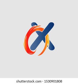 Abstract Techno Circle Fire Letter X logo icon design concept for technology business or more brand identity.