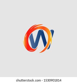 Abstract Techno Circle Fire Letter W logo icon design concept for technology business or more brand identity.