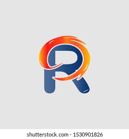 Abstract Techno Circle Fire Letter R logo icon design concept for technology business or more brand identity.