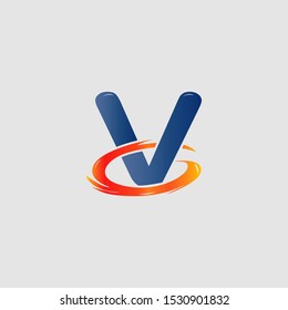 Abstract Techno Circle Fire Letter V logo icon design concept for technology business or more brand identity.