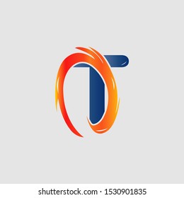 Abstract Techno Circle Fire Letter T logo icon design concept for technology business or more brand identity.