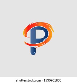 Abstract Techno Circle Fire Letter P logo icon design concept for technology business or more brand identity.