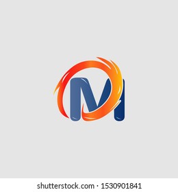Abstract Techno Circle Fire Letter M logo icon design concept for technology business or more brand identity.
