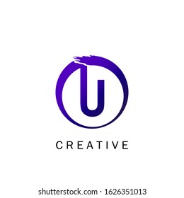 Abstract Techno Circle Initial Letter U logo icon, vector design concept for technology business identity.