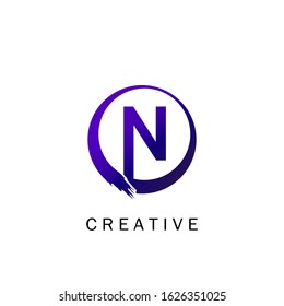 Abstract Techno Circle Initial Letter N logo icon, vector design concept for technology business identity.